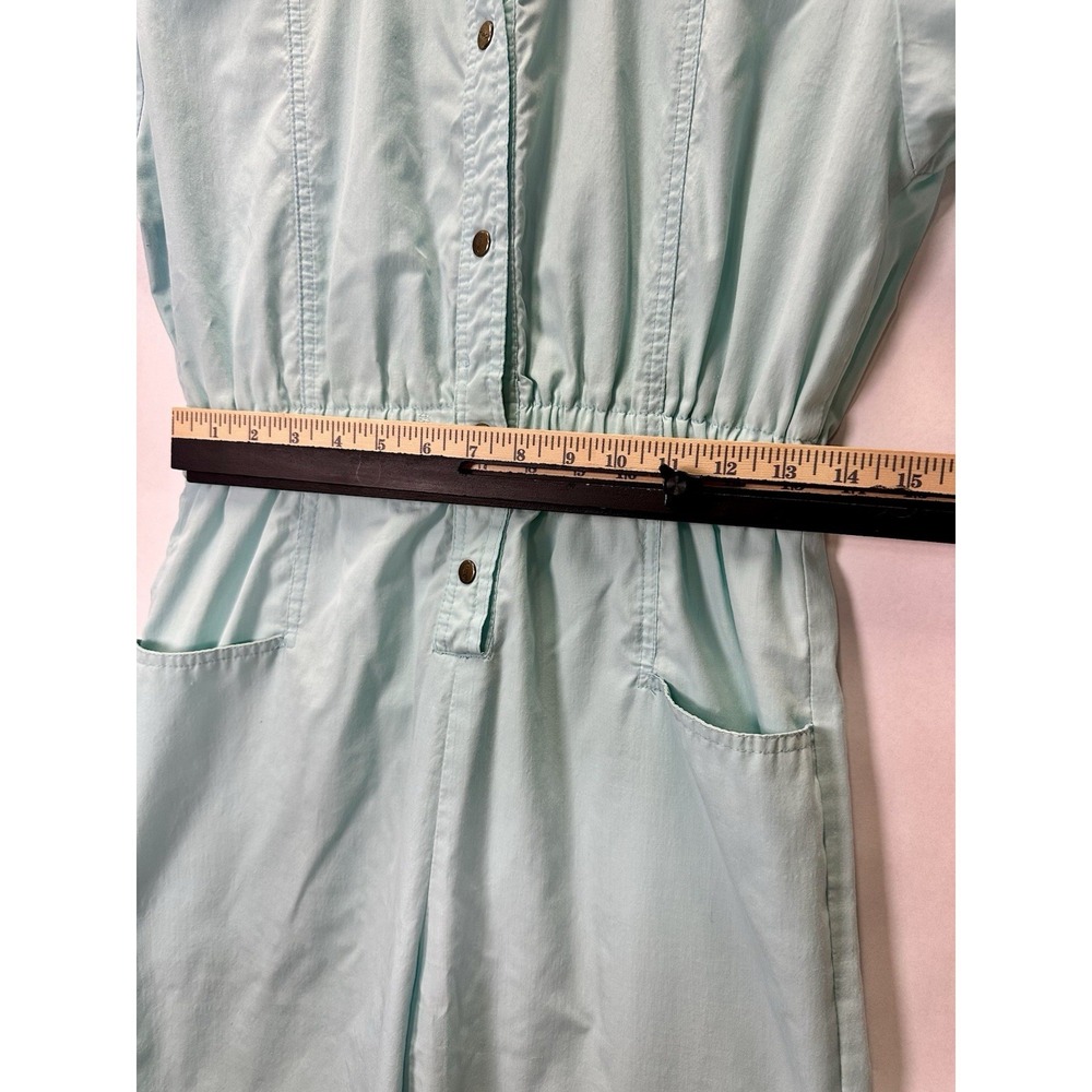 Abraxas Jumpsuit Vintage Womens Size P Mint Cotton Blend Snap Front Retro Snaps - Picture 7 of 7